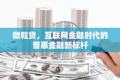 甘谷微粒贷，互联网金融时代的普惠金融新标杆