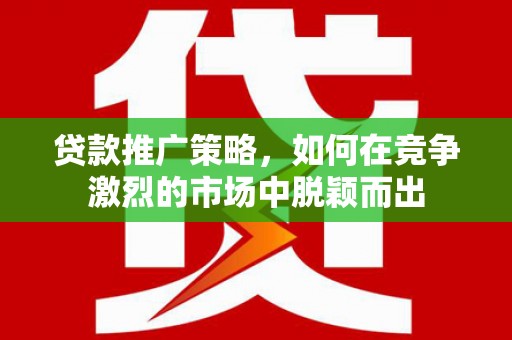 甘谷贷款推广策略，如何在竞争激烈的市场中脱颖而出