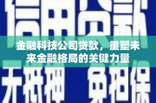 甘谷金融科技公司贷款，重塑未来金融格局的关键力量