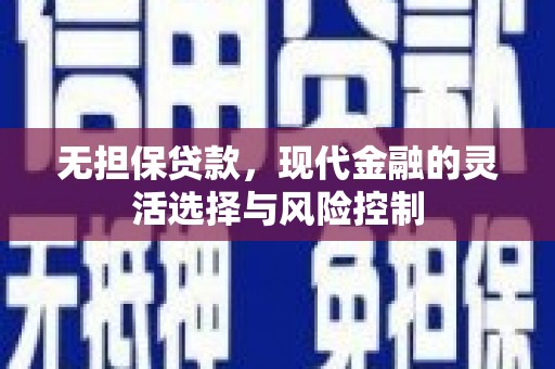 甘谷无担保贷款，现代金融的灵活选择与风险控制