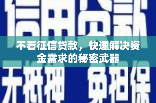 甘谷不看征信贷款，快速解决资金需求的秘密武器