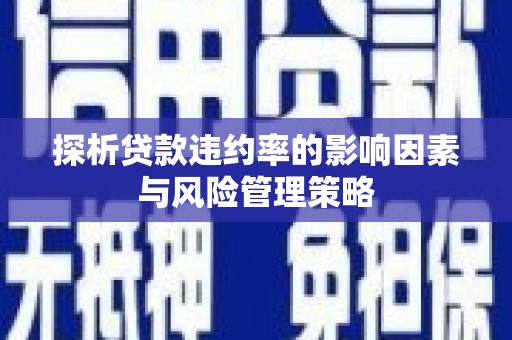 甘谷探析贷款违约率的影响因素与风险管理策略