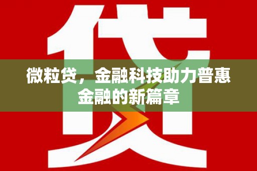 甘谷微粒贷，金融科技助力普惠金融的新篇章