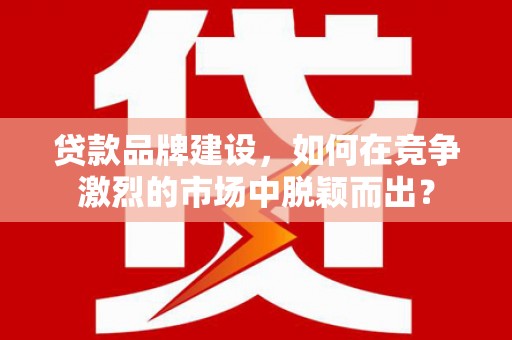 甘谷贷款品牌建设，如何在竞争激烈的市场中脱颖而出？
