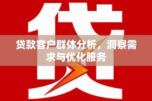甘谷贷款客户群体分析，洞察需求与优化服务